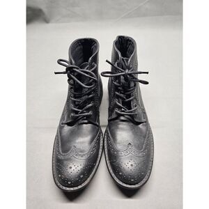 Red Tape Cowboy Ankle High Leather Boots Black Wingtip‎ Lace Up Size 8.5